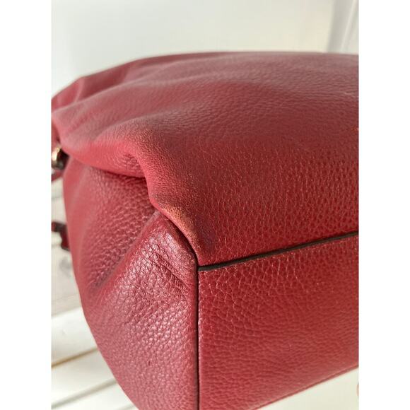 COACH 35775, LARGE RED PEBBLED LEATHER CROSSBODY BAG - Picture 11 of 16